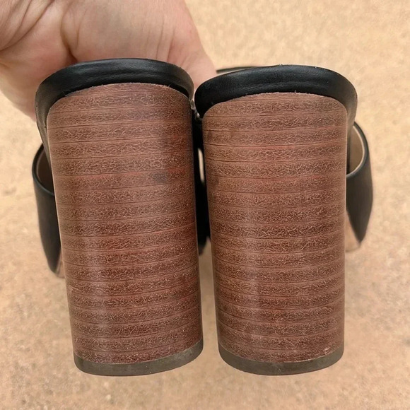 EUC Pour La Victoire Helena Side Peep Toe Chunky Block Heel Mule Sandals Sz 7.5 - Picture 13 of 14